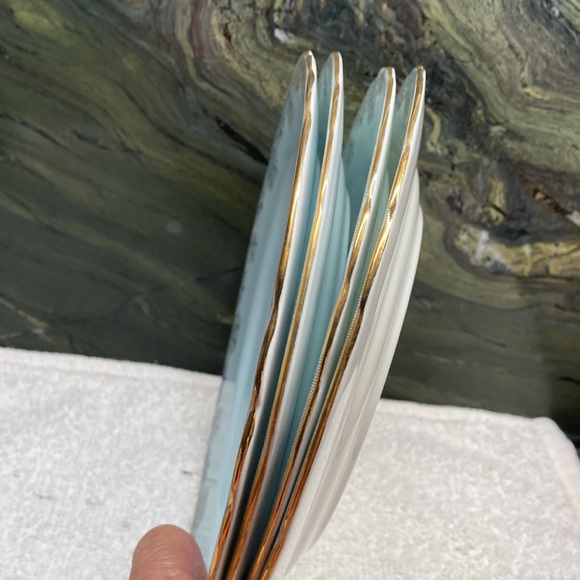 Aynsley Queens Garden Blue Enameled Scalloped salad plate vintage. - Picture 8 of 13